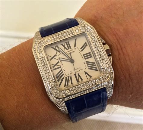 cartier santos medium strap size|cartier santos 100 diamond bezel.